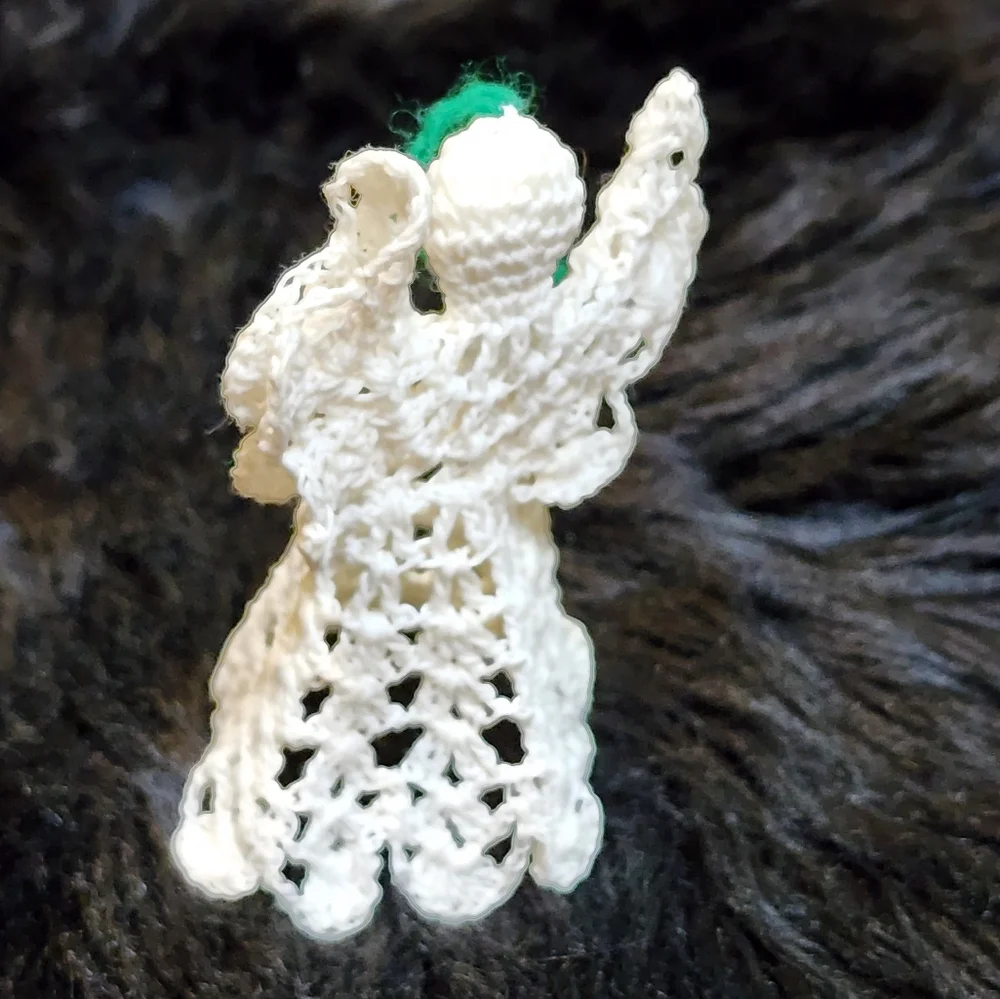 Vintage Hand Crocheted Angel Christmas Ornament